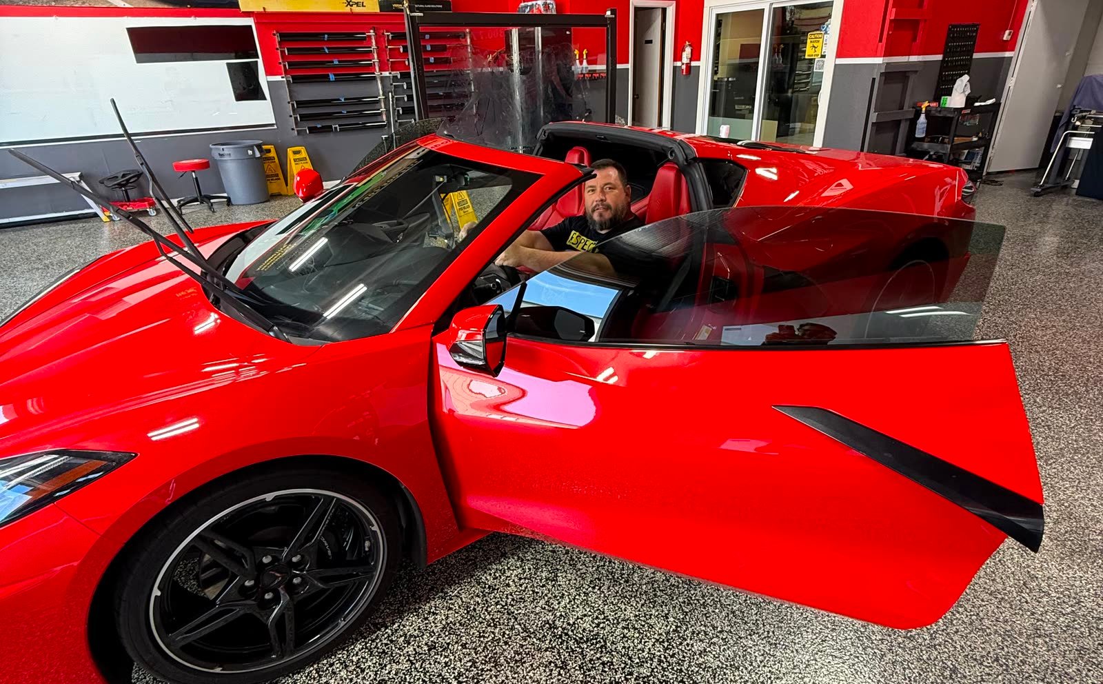 Corvette receiving paint protection film at Solution Window Tinting