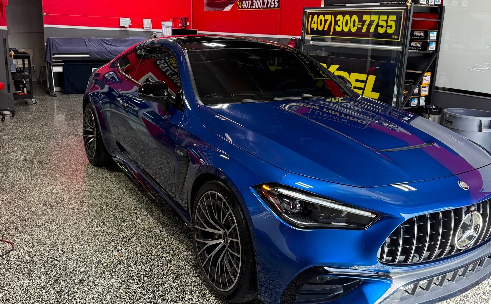 Mercedes-AMG with fresh nano ceramic film in the Solution Window Tinting bay